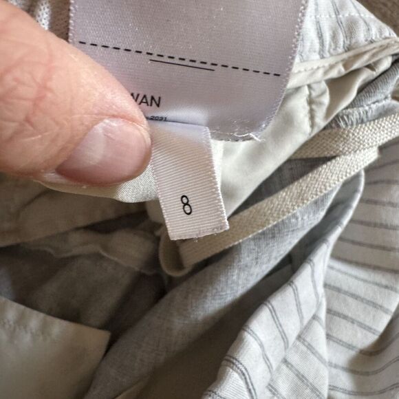 Uniqlo Pants Joggers White Pin Stripe Chino Business Professional Women sz 8 - Picture 4 of 7